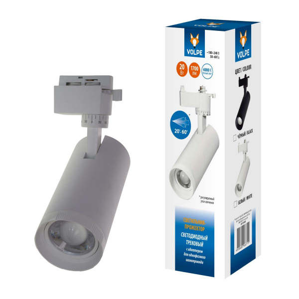 Трековый светодиодный светильник Volpe ULB-Q261 20W/4000K/AC WHITE UL-00009628 Трековый светодиодный светильник Volpe ULB-Q261 20W/4000K/AC WHITE UL-00009628