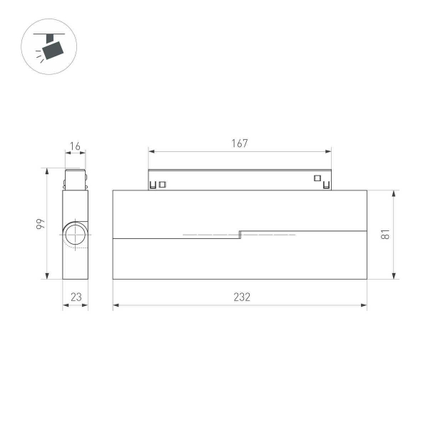 Трековый светодиодный светильник Arlight Mag-Orient-Dots-Fold-S230-12W Day4000 041532 Трековый светодиодный светильник Arlight Mag-Orient-Dots-Fold-S230-12W Day4000 041532