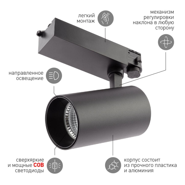 Трековый светодиодный светильник ЭРА SТR-30-36-30K-B40 Б0049780 Трековый светодиодный светильник ЭРА SТR-30-36-30K-B40 Б0049780