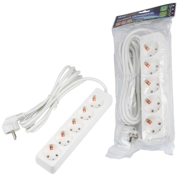 Удлинитель Uniel Ultra 5гн х 3м с/з S-GCU5-3 White UL-00010008 Удлинитель Uniel Ultra 5гн х 3м с/з S-GCU5-3 White UL-00010008