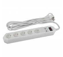 Сетевой фильтр ЭРА USF-5es-1.5m-USB-W Б0019037