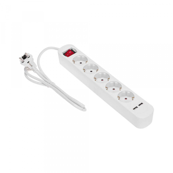 Удлинитель STANDARD 5 гнезд, 1,5м, 3х1,0мм², с/з, с выключателем, 2 USB, белый REXANT 13-4034 Удлинитель STANDARD 5 гнезд, 1,5м, 3х1,0мм², с/з, с выключателем, 2 USB, белый REXANT 13-4034