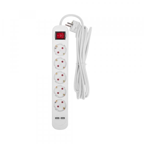 Удлинитель STANDARD 5 гнезд, 3м, 3х1,0мм², с/з, с выключателем, 2 USB, белый REXANT 13-4035 Удлинитель STANDARD 5 гнезд, 3м, 3х1,0мм², с/з, с выключателем, 2 USB, белый REXANT 13-4035