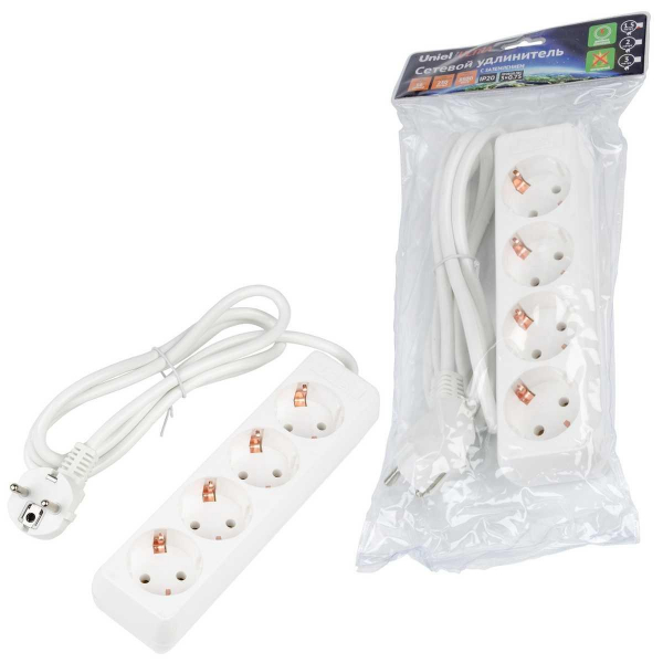 Удлинитель Uniel Ultra 4гн х 1,5м с/з S-GCU4-1,5 White UL-00010005 Удлинитель Uniel Ultra 4гн х 1,5м с/з S-GCU4-1,5 White UL-00010005