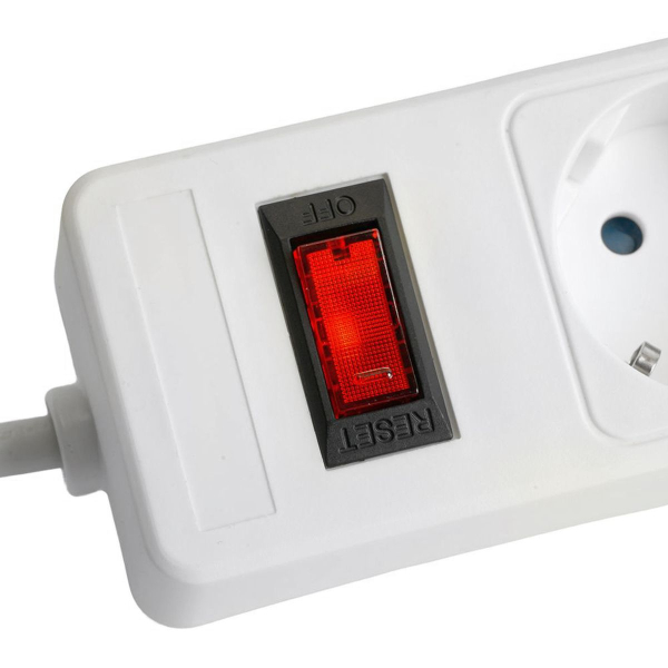 Сетевой фильтр 5-местный с/з STEKKER HM20-51-03 3x1мм2, 3 м, серия Optima, белый