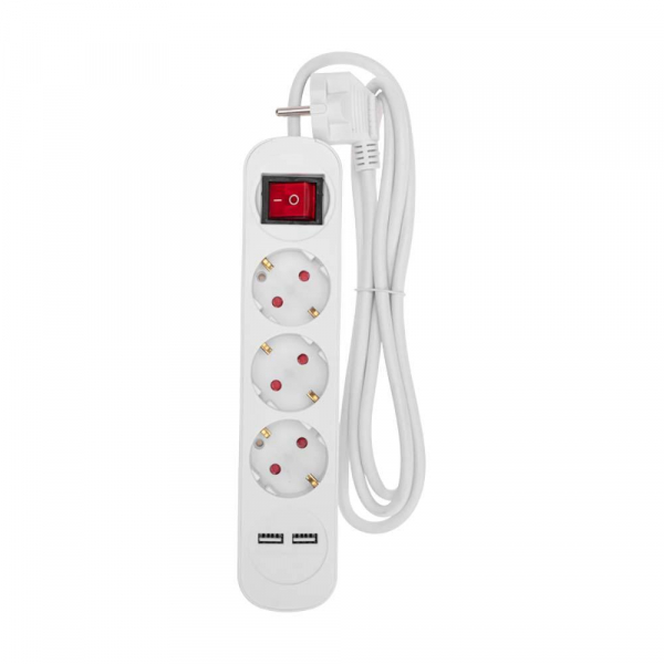 Удлинитель STANDARD 3 гнезда, 1,5м, 3х1,0мм², с/з, с выключателем, 2 USB, белый REXANT 13-4015 Удлинитель STANDARD 3 гнезда, 1,5м, 3х1,0мм², с/з, с выключателем, 2 USB, белый REXANT 13-4015