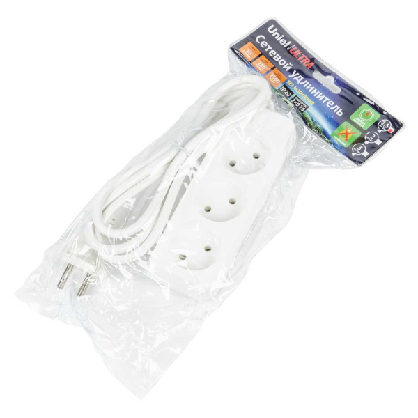Удлинитель Uniel Ultra 3гн х 1,5м б/з S-CU3-1,5 White UL-00009979