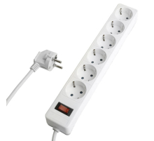 Сетевой фильтр 6-местный с/з STEKKER HM20-61-02 3x1мм2, 1,8 м, серия Optima, белый