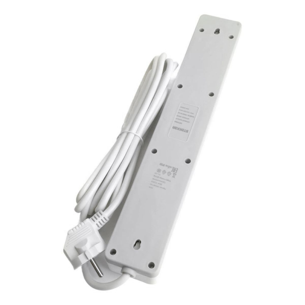 Сетевой фильтр 6-местный с/з STEKKER HM20-61-02 3x1мм2, 1,8 м, серия Optima, белый