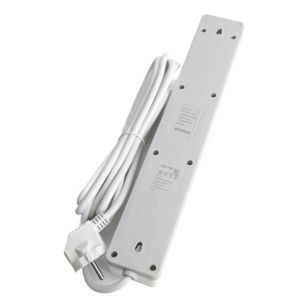 Сетевой фильтр 5-местный с/з STEKKER HM20-51-02 3x1мм2, 1,8 м, серия Optima, белый