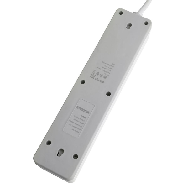 Сетевой фильтр 4-местный с/з STEKKER HM20-41-03 3x1мм2, 3 м, серия Optima, белый