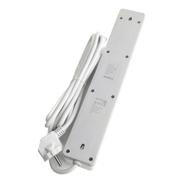 Сетевой фильтр 6-местный с/з STEKKER HM20-61-03 3x1мм2, 3 м, серия Optima, белый