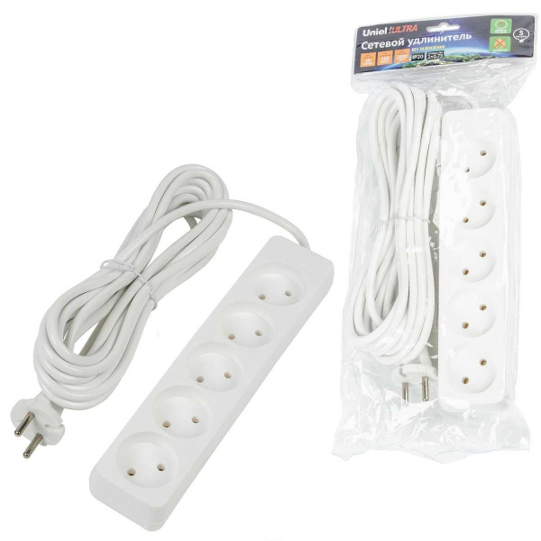 Удлинитель Uniel Ultra 5гн х 5м б/з S-CU5-5 White UL-00009991 Удлинитель Uniel Ultra 5гн х 5м б/з S-CU5-5 White UL-00009991