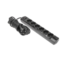 Удлинитель PREMIUM 6 гнезд, 5м, 3х1,5мм², с/з, с выключателем, черный REXANT 13-4120