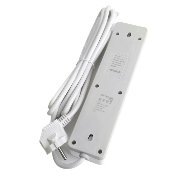 Сетевой фильтр 4-местный с/з STEKKER HM20-41-05 3x1мм2, 5 м, серия Optima, белый