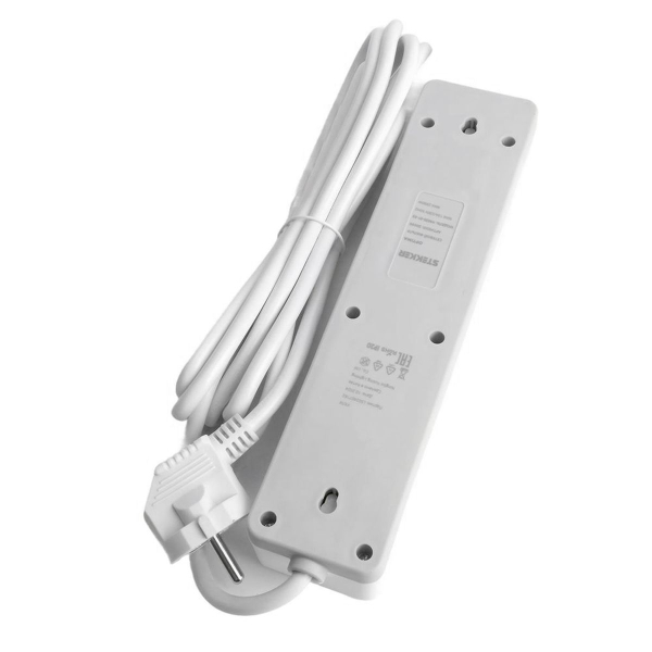 Сетевой фильтр 4-местный с/з STEKKER HM20-41-03 3x1мм2, 3 м, серия Optima, белый