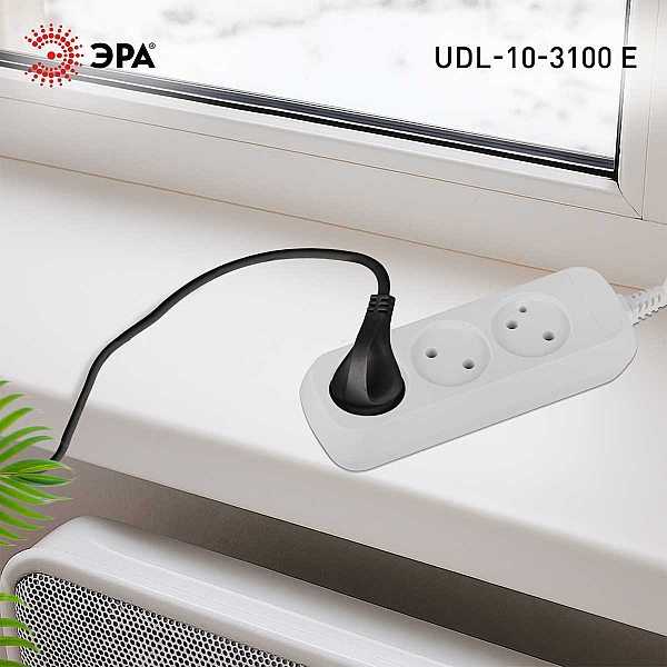 Удлинитель электрический ЭРА UDL-10-3100 Greenline 3 розетки без заземления 10м ПВС 2x1мм2 Б0065024