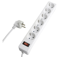 Сетевой фильтр 6-местный с/з STEKKER HM20-61-03 3x1мм2, 3 м, серия Optima, белый