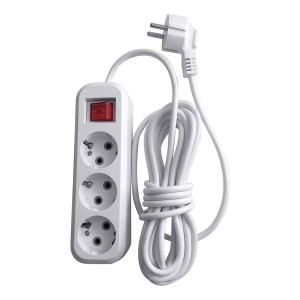 Удлинитель трехместный с/з с выключателем Stekker HM03-31-03 3x0,75, 3м Home (У10А-002), белый 39198