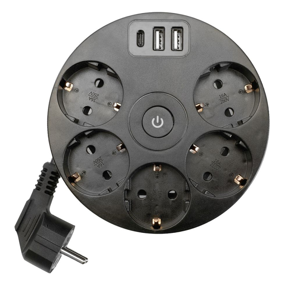 Удлинитель Stekker Comfort 5гн 2USB+С 2,5м с/з Comfort HM10-51-01 49656