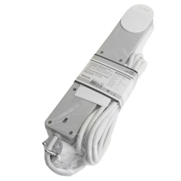 Сетевой фильтр 5-местный с/з STEKKER HM20-51-03 3x1мм2, 3 м, серия Optima, белый