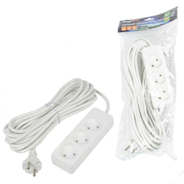 Удлинитель Uniel Ultra 3гн х 10м б/з S-CU3-10 White UL-00009980