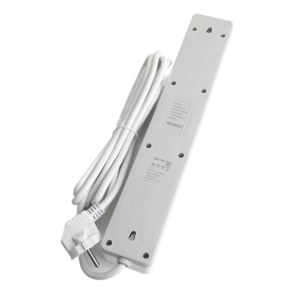 Сетевой фильтр 5-местный с/з STEKKER HM20-51-03 3x1мм2, 3 м, серия Optima, белый