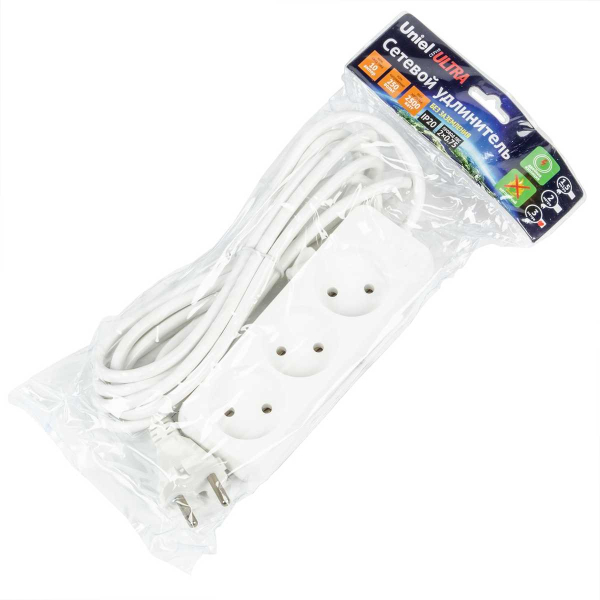 Удлинитель Uniel Ultra 3гн х 3м б/з S-CU3-3 White UL-00009982