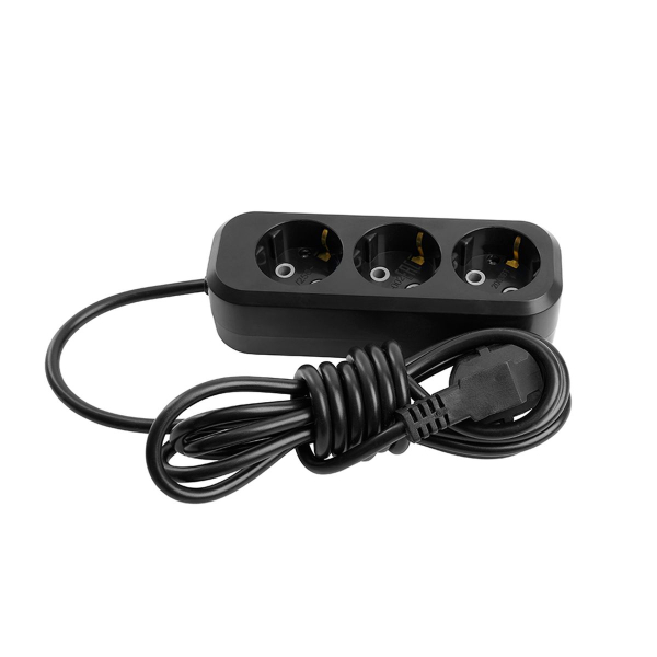 Удлинитель 3-местный б/з Stekker, HM01-31-02, 2м, 3x0,75 Home (У10-002),черный 50418