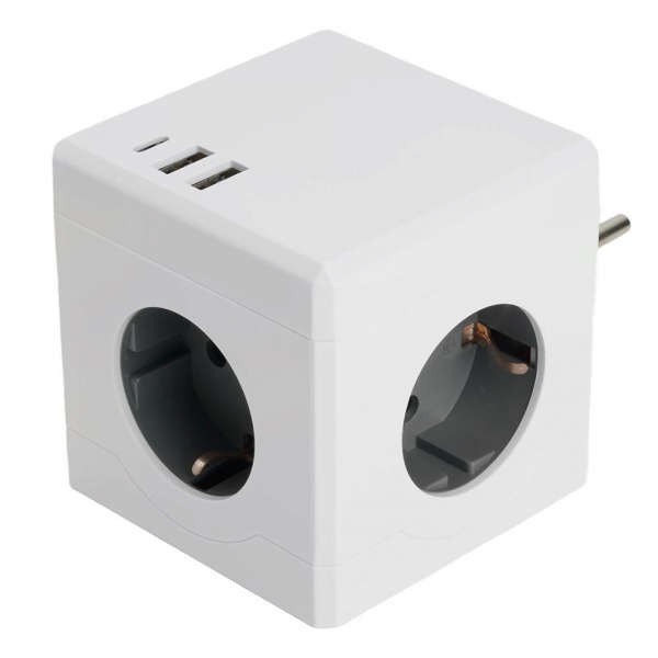 Разветвитель сетевой Stekker 3гн с/з 2хUSB A+Type C ADP16-33-21 49231