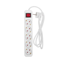 Удлинитель STANDARD 5 гнезд, 1,5м, 3х1,0мм², с/з, с выключателем, белый REXANT 13-4031