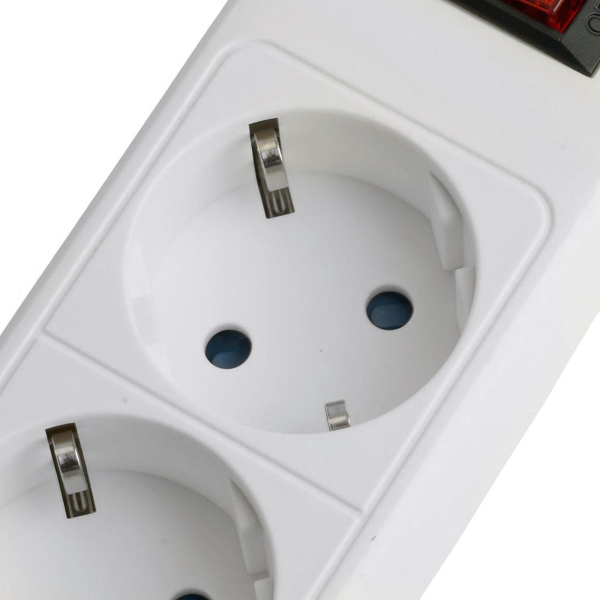 Сетевой фильтр 5-местный с/з STEKKER HM20-51-02 3x1мм2, 1,8 м, серия Optima, белый