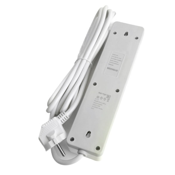 Сетевой фильтр 3-местный с/з STEKKER HM20-31-05 3x1мм2, 5 м, серия Optima, белый