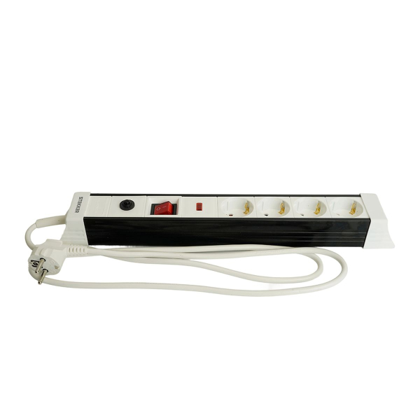 Сетевой фильтр 4-местный с/з Stekker 3x1мм2, 3 м, 250В, 16А Techno, HM22-41-03, белый 50148