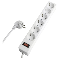 Сетевой фильтр 6-местный с/з STEKKER HM20-61-053x1мм2, 5 м, серия Optima, белый