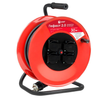 Удлинитель на катушке 'Гефест 2.0' 4 гнезда 50м с заземлением и предохранителем КГ 3*2,5 16А/3,5кВт IP44 PROxima UKG02-16-R325-4-50-IP44