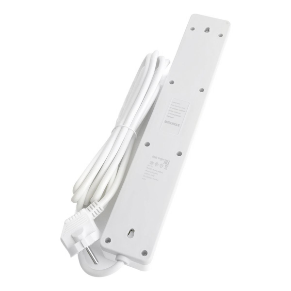 Сетевой фильтр 6-местный с/з STEKKER HM20-61-053x1мм2, 5 м, серия Optima, белый