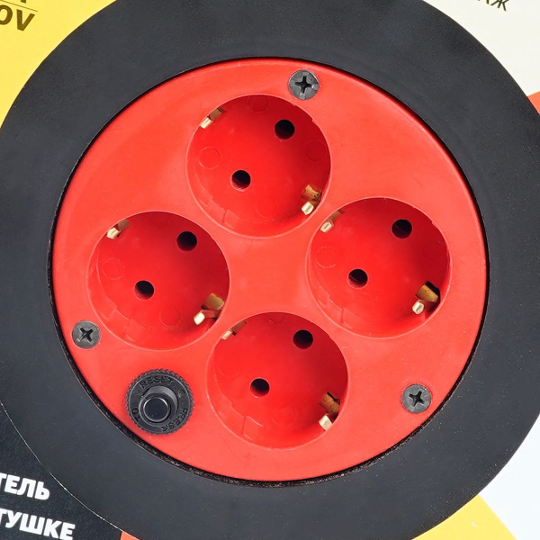 Удлинитель на катушке Stekker Standart STD01-40-50 (ТЕН303-197) 4-х местный с/з ПВС 3*1, оранжевый, 16А, IP40, 50м 49391