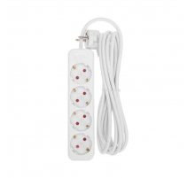 Удлинитель STANDARD 4 гнезда, 3м, 3х1,0мм², с/з, белый REXANT 13-4026