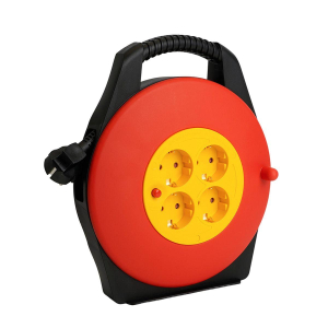 Удлинитель-рулетка с ручкой STD06-40-50 Standart 4 розетки с/з ПВС 3*1, черный, 16А, IP20, 10м 50179