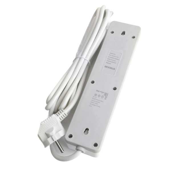 Сетевой фильтр 4-местный с/з STEKKER HM20-41-02 3x1мм2, 1,8 м, серия Optima, белый