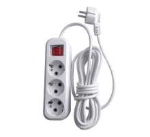 Удлинитель трехместный с/з с выключателем Stekker HM03-31-07 3x0,75, 7м Home (У10А-002), белый 39200