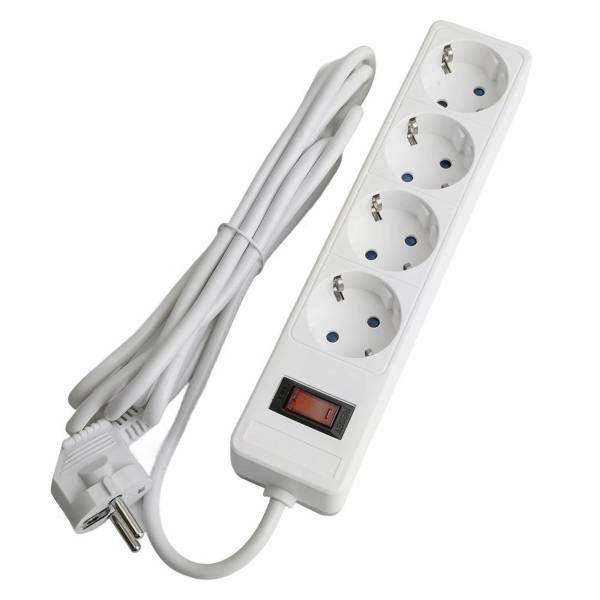 Сетевой фильтр 4-местный с/з STEKKER HM20-41-03 3x1мм2, 3 м, серия Optima, белый