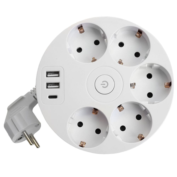 Удлинитель Stekker Comfort 5гн 2USB+С 2,5м с/з Comfort HM10-51-01 49591