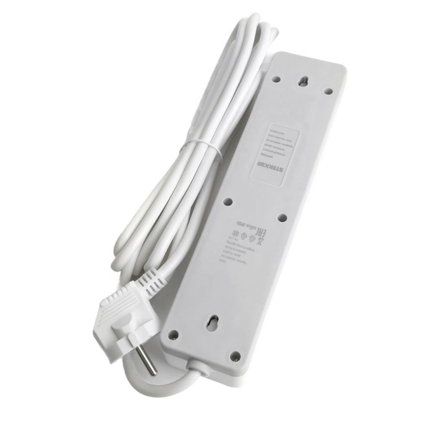 Сетевой фильтр 3-местный с/з STEKKER HM20-31-02 3x1мм2, 1,8 м, серия Optima, белый