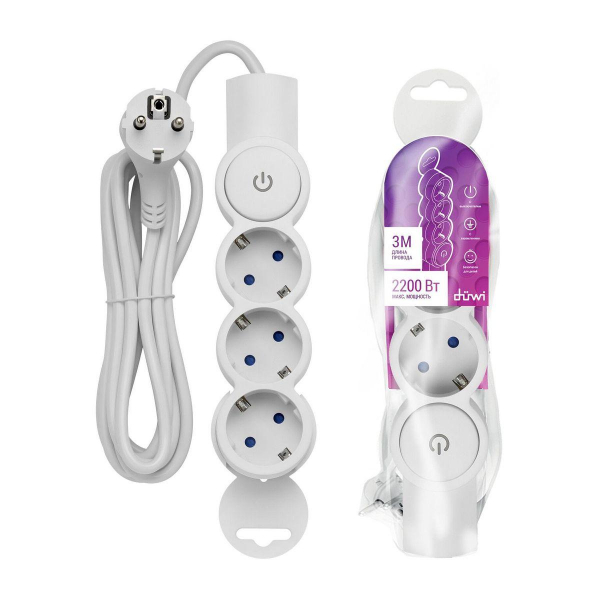 Удлинитель Duwi 3гн 3м с/з 32008 3 Удлинитель Duwi 3гн 3м с/з 32008 3