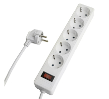 Сетевой фильтр 5-местный с/з STEKKER HM20-51-03 3x1мм2, 3 м, серия Optima, белый