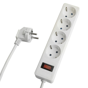 Сетевой фильтр 4-местный с/з STEKKER HM20-41-05 3x1мм2, 5 м, серия Optima, белый