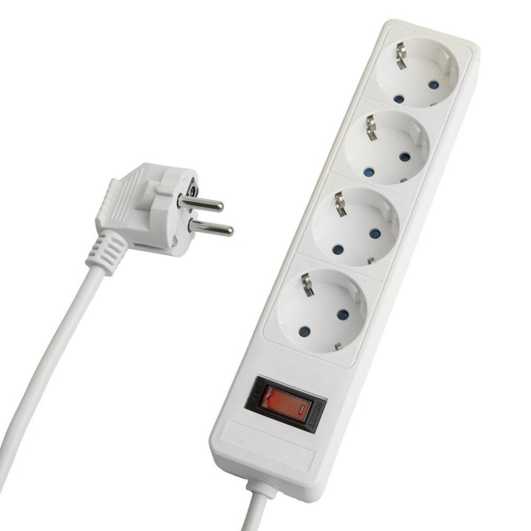 Сетевой фильтр 4-местный с/з STEKKER HM20-41-05 3x1мм2, 5 м, серия Optima, белый