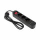 Удлинитель STANDARD 3 гнезда, 1,5м, 3х1,0мм², с/з, с выключателем, 2 USB, черный REXANT 13-4021